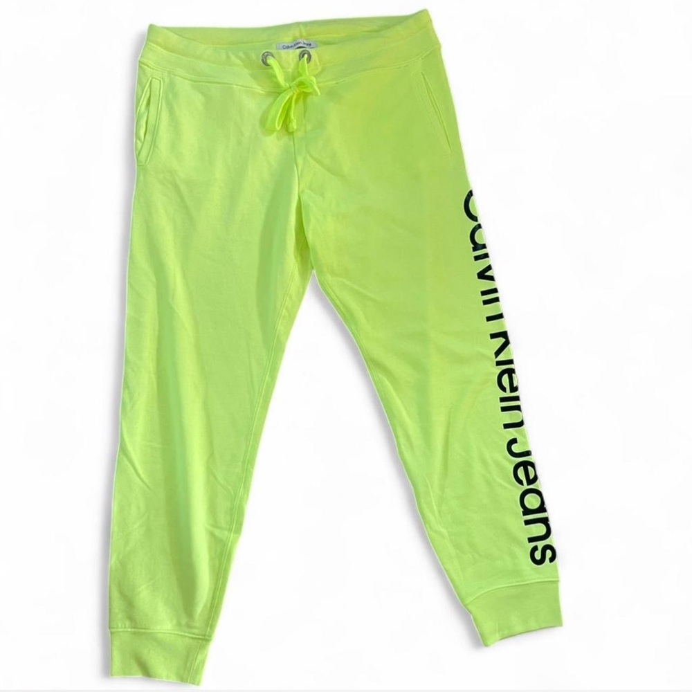 EUC Calvin Klein Performance Women's Eco-Fleece Jogger Pants, Lime, size Large